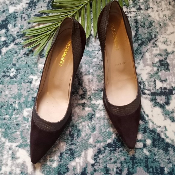 Brunomagli Dark Brown Pointy Toe Pumps Size 38 - Picture 4 of 13